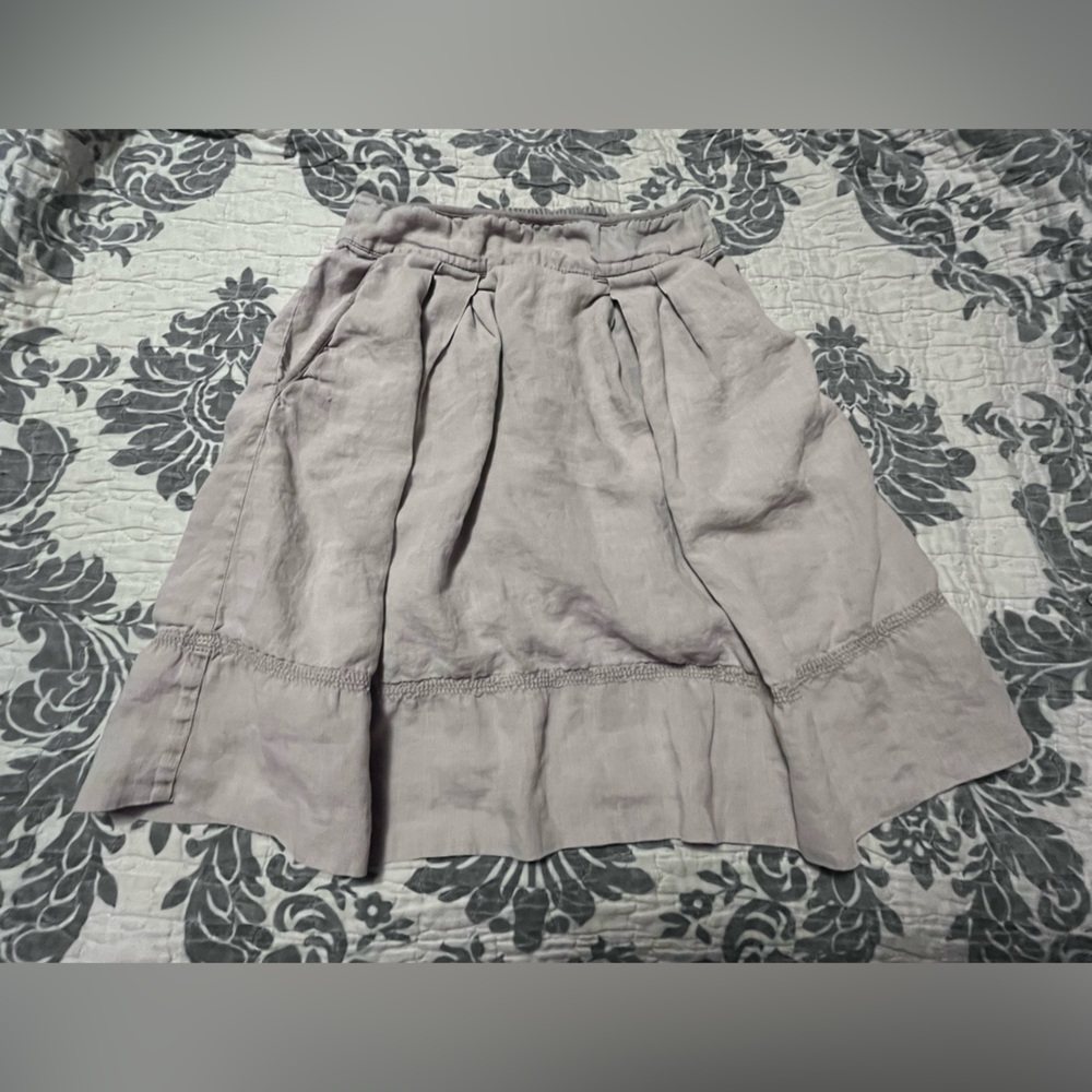 Three dots Pleated Linen Skirt